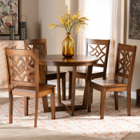 Baxton Studio Brava-Walnut-5PC Dining Set Baxton Studio Brava Modern and Contemporary Walnut Brown Finished Wood